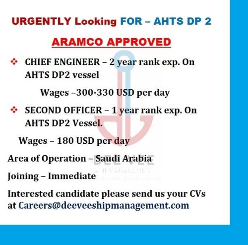 Chief Engineer - 2nd Officer AHTS Vacancy