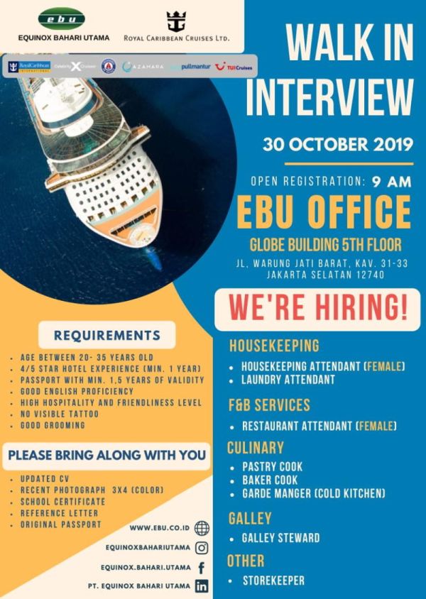 Vacancy For Cruise Vessel