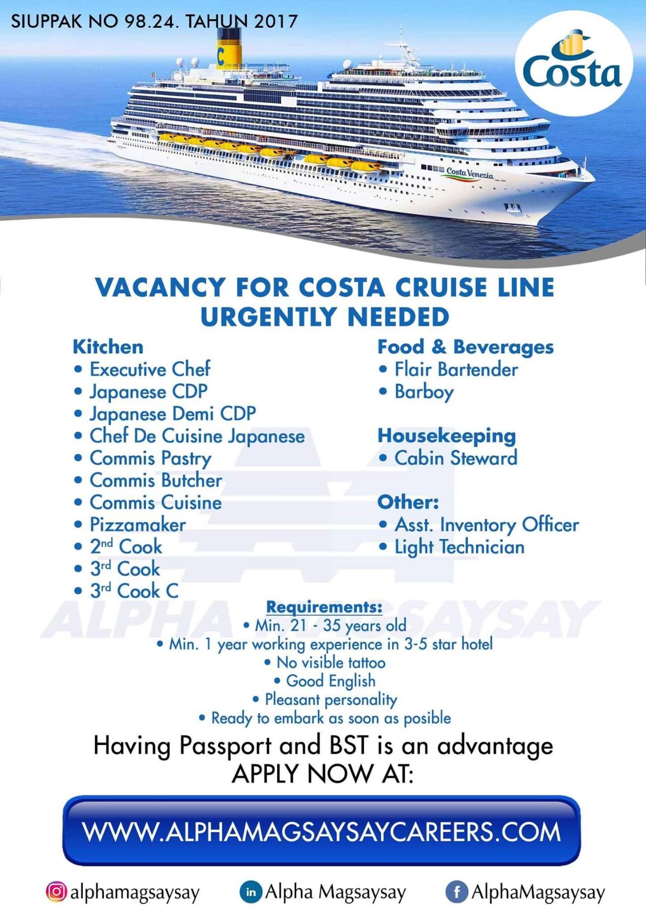 cruise job mauritius